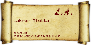 Lakner Aletta névjegykártya